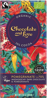 Chocolate suizo negro con granada de comercio justo BIO 80 g - SCHOKOLADE UND LIEBE